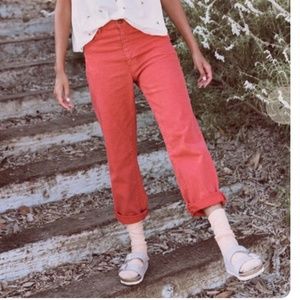 The Great. The Easy Roll Jeans in Cherry Red Size 27